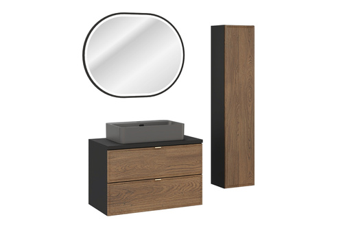 Zestaw Szafka z Umywalką Nablatową i Blatem oraz Słupek Wysoki i Lustro LED Talia Casella