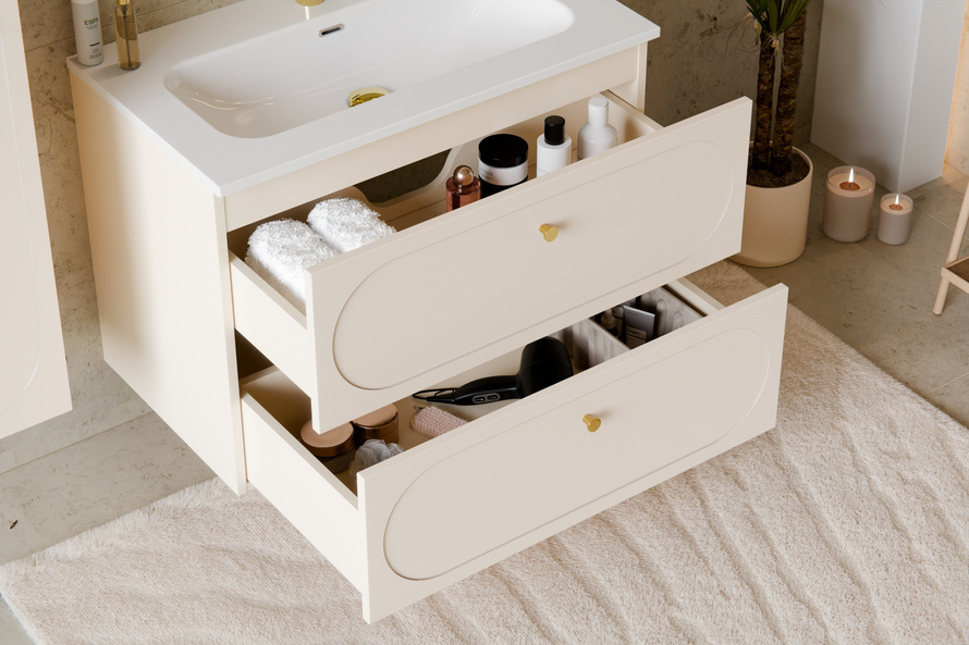 Szafka Pod Umywalkę 80 cm 2 Szuflady Donna Sand