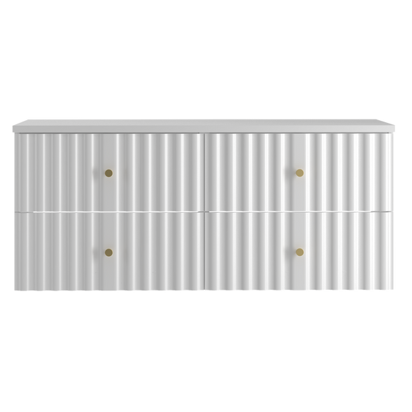 AQUA-02 - Szafka Pod Umywalkę z Blatem 4S 120cm Biały Mat Zestaw-6