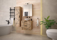 WOOD-02 - Szafka pod Umywalkę z Blatem 2S 60cm Dąb Wotan Zestaw-1