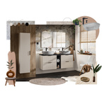 Zestaw z blatem oak i umywalką Smile 80 cm Adel Cashmere 