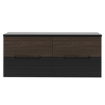 AVELLA-02 - Szafka pod Umywalkę z Blatem 4S 120cm Czarny Mat Orzech Zestaw-6