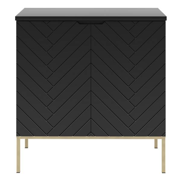 ASPEN-08 - Szafka pod Umywalkę z Blatem 2D 80cm Czarny Mat Zestaw-1 Złoty Stelaż