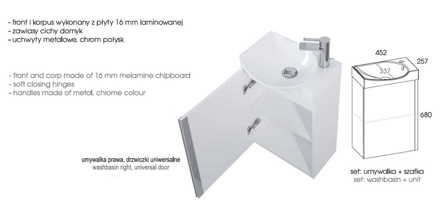 Elita Szafka z Umywalką Summer 45 1D Czarny Mat