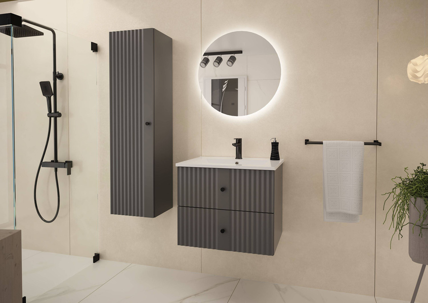 XILO-01 - Szafka Pod Umywalkę 2S 80cm Szary Mat