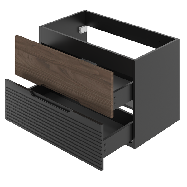 AVELLA-01 - Szafka z Umywalką 2S 80cm Czarny Mat Orzech Zestaw-3
