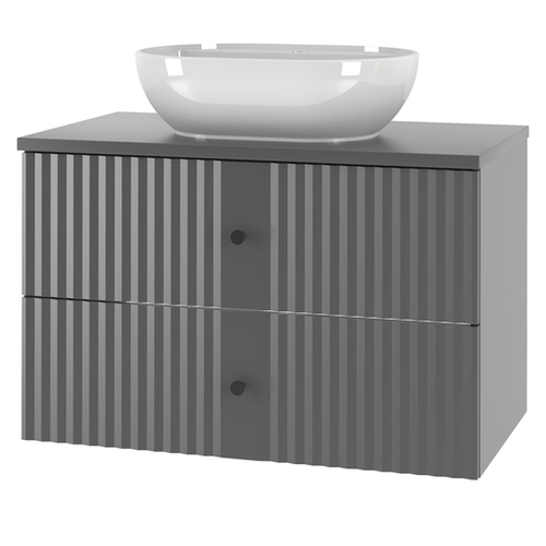 XILO-01 - Szafka z Umywalką i Blatem 2S 80cm Szary Mat Zestaw-2
