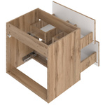 WOOD-02 - Szafka pod Umywalkę z Blatem i Regałem 2S 80cm Dąb Wotan Zestaw-4