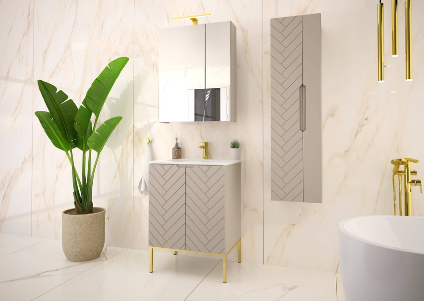 ASPEN-09 - Szafka Pod Umywalkę 2D 60cm Kaszmir Złoty Stelaż