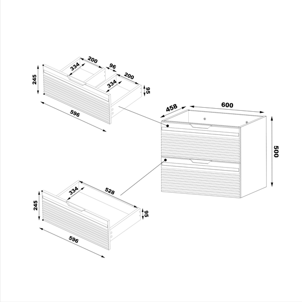 VESPER-02 - Szafka pod Umywalkę z Blatem 4S 120cm Czarny Mat Zestaw-6
