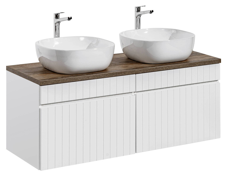 Zestaw 2 Szafek ICONIC WHITE 60 cm z 2 Umywalkami Smile i Blatem