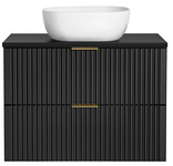 Szafka 80 cm ADEL BLACK z Blatem i Umywalką SMILE