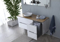 Oristo Szafka Pod Umywalkę 80 cm SILVER UNI Biały Połysk Listwa Chrom Połysk