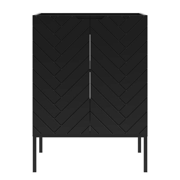 ASPEN-09 - Szafka Pod Umywalkę 2D 60cm Czarny Mat Czarny Stelaż