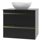 VESPER-02 - Szafka z Umywalką i Blatem 2S 60cm Czarny Mat Zestaw-2