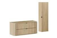 Zestaw Szafka Pod Umywalkę z Blatem 120 cm i Słupek Wysoki Ovalia Cremona