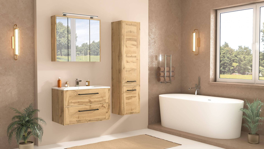 Astor Zestaw Vivien 80 cm Szafka z Umywalką Dąb Wotan