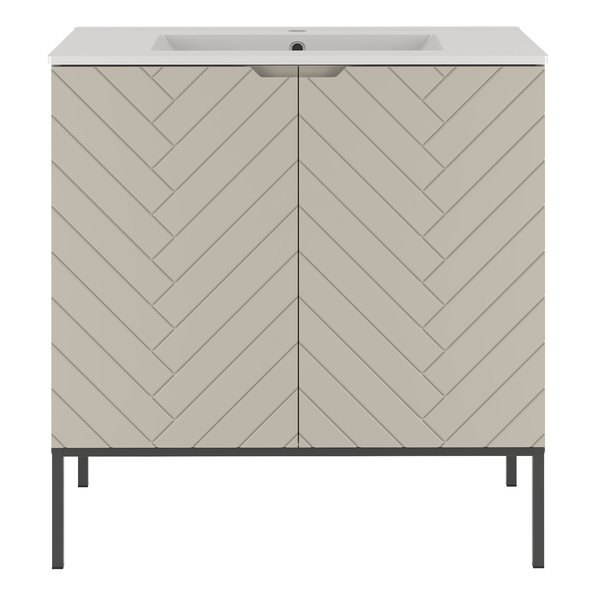 ASPEN-08 - Szafka z Umywalką 2D 80cm Kaszmir Zestaw-3 Czarny Stelaż