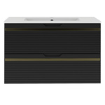 VESPER-01 - Szafka z Umywalką 2S 80cm Czarny Mat Zestaw-3