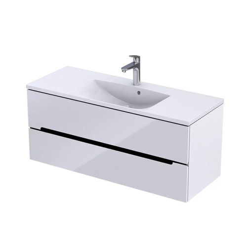 Oristo Szafka Pod Umywalkę Silver 120 cm Biały Połysk Listwa Czarny Mat