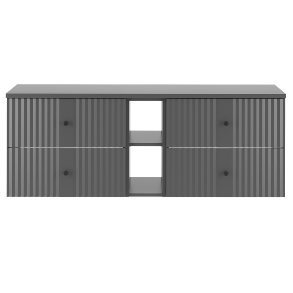 XILO-02 - Szafka pod Umywalkę z Blatem i Regałem 4S 140cm Szary Mat Zestaw-7
