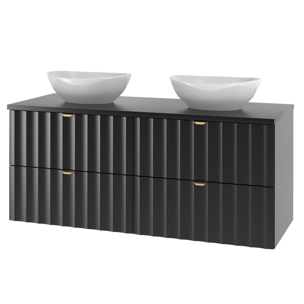 ARCOS-06 - Szafka pod Umywalkę z Blatem 4S 120cm Czarny Mat Zestaw-6