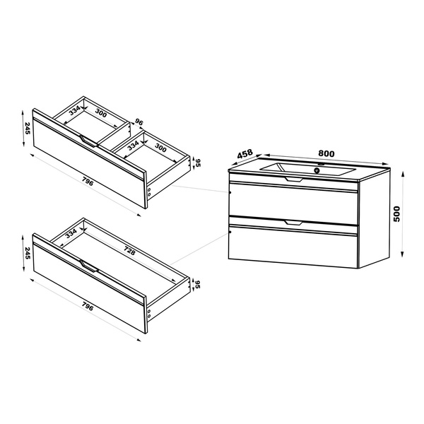 ESPERO-01 - Szafka pod Umywalkę z Blatem 2S 80cm Biały Mat Zestaw-1