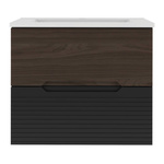 AVELLA-02 - Szafka z Umywalką 2S 60cm Czarny Mat Orzech Zestaw-3