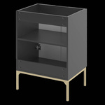 ASPEN-09 - Szafka pod Umywalkę z Blatem 2D 60cm Czarny Mat Zestaw-1 Złoty Stelaż