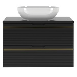 VESPER-01 - Szafka z Umywalką i Blatem 2S 80cm Czarny Mat Zestaw-2