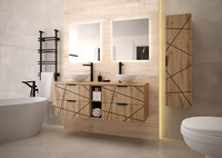 WOOD-02 - Szafka pod Umywalkę z Blatem i Regałem 4S 140cm Dąb Wotan Zestaw-7