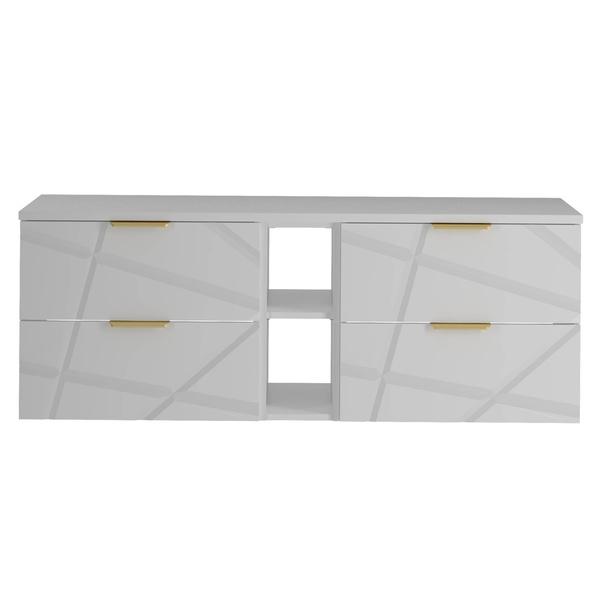 RADOM-07 - Szafka pod Umywalkę z Blatem i Regałem 4S 140cm Biały Mat Zestaw-7