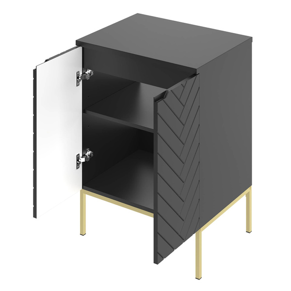 ASPEN-09 - Szafka pod Umywalkę z Blatem 2D 60cm Czarny Mat Zestaw-1 Złoty Stelaż