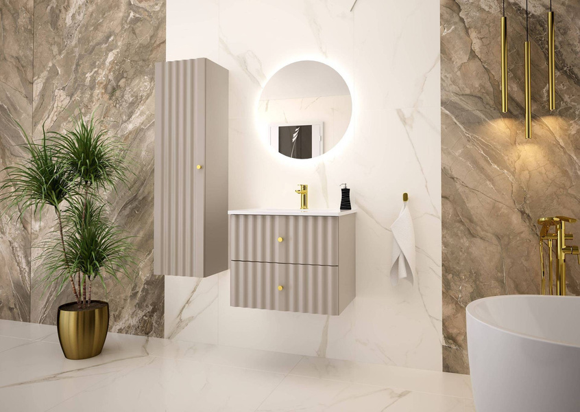 AQUA-02 - Szafka z Umywalką 2S 60cm Kaszmir Zestaw-3