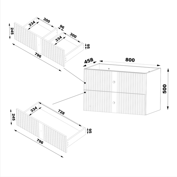 XILO-01 - Szafka z Umywalką 2S 80cm Szary Mat Zestaw-3
