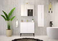 ASPEN-08 - Szafka z Umywalką 2D 80cm Biały Mat Zestaw-3 Czarny Stelaż