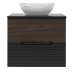 AVELLA-02 - Szafka z Umywalką i Blatem 2S 60cm Czarny Mat Orzech Zestaw-2