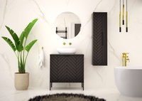 ASPEN-08 - Szafka z Umywalką i Blatem 2D 80cm Czarny Mat Zestaw-2 Czarny Stelaż