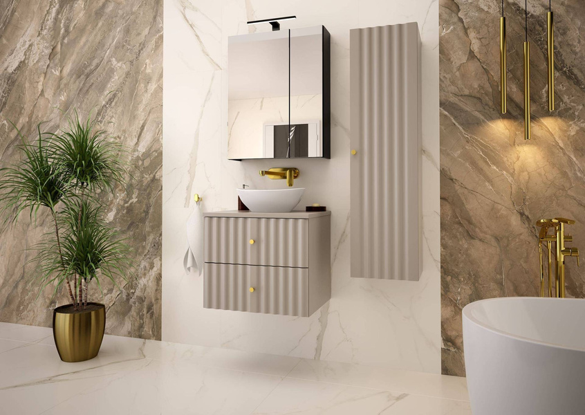 AQUA-02 - Szafka z Umywalką i Blatem 2S 60cm Kaszmir Zestaw-2