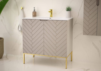 ASPEN-08 - Szafka z Umywalką 2D 80cm Kaszmir Zestaw-3 Złoty Stelaż