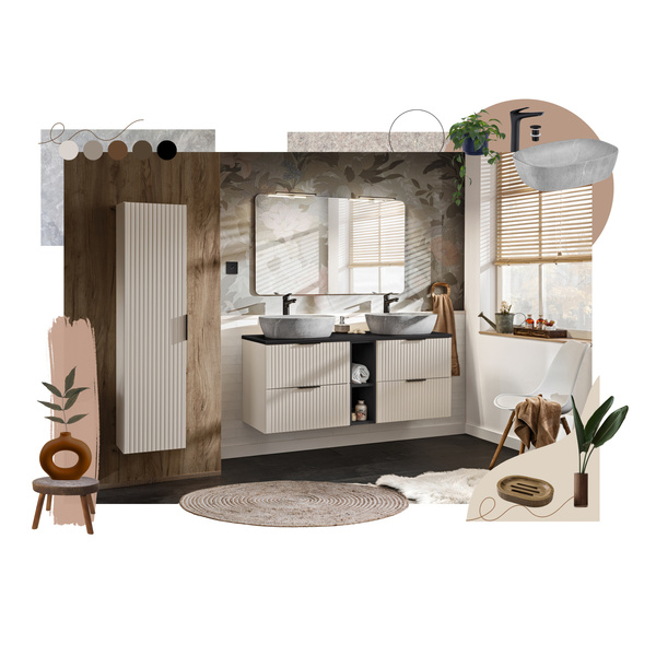 Zestaw z blatem oak i umywalką Smile 80 cm Adel Cashmere 