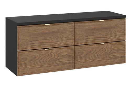 Zestaw Szafka Pod Umywalkę z Blatem 120 cm Talia Casella Czarny Mat