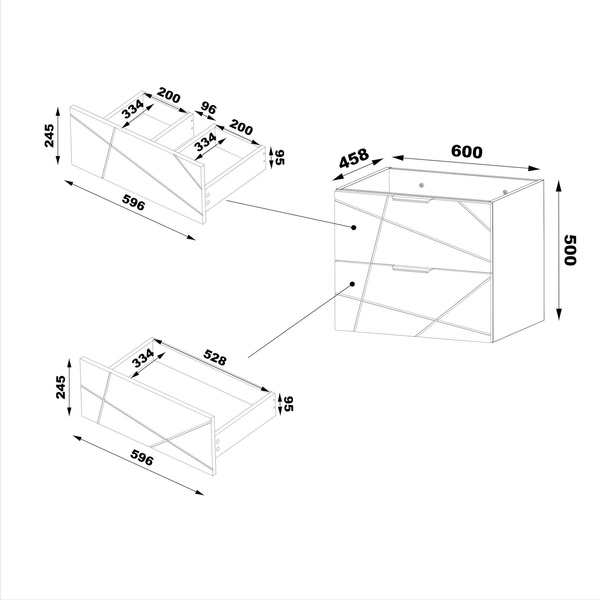 WOOD-02 - Szafka pod Umywalkę z Blatem i Regałem 2S 80cm Dąb Wotan Zestaw-4
