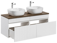 Zestaw 2 Szafek ICONIC WHITE 60 cm z 2 Umywalkami Smile i Blatem