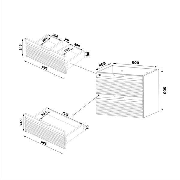 VESPER-02 - Szafka pod Umywalkę z Blatem i Regałem 2S 80cm Czarny Mat Zestaw-4