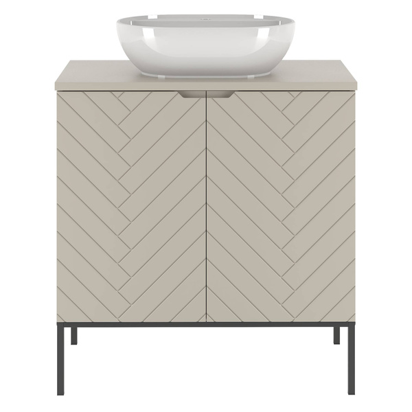 ASPEN-08 - Szafka z Umywalką i Blatem 2D 80cm Kaszmir Zestaw-2 Czarny Stelaż