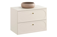 Zestaw Szafka Pod Umywalkę z Blatem 80 cm 2 Szuflady i Umywalka Nablatowa Donna Sand