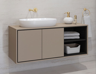 Irvine - Szafka Pod Umywalkę 2D z Regałem Congo Czarny Onyks