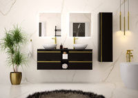 VESPER-02 - Szafka pod Umywalkę z Blatem i Regałem 4S 140cm Czarny Mat Zestaw-7