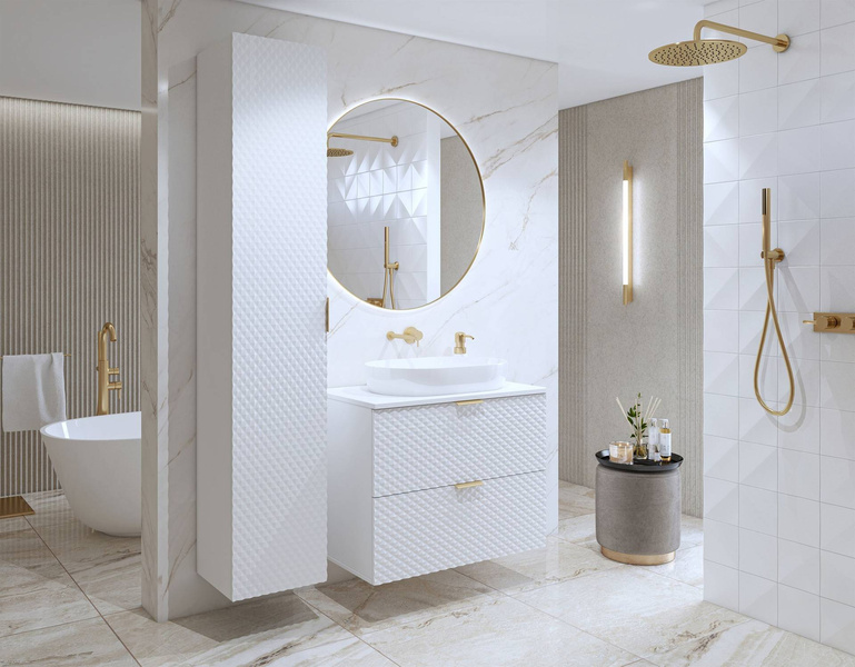 Laura - Szafka Pod Umywalkę 2S Wisząca 80 cm Biały Mat